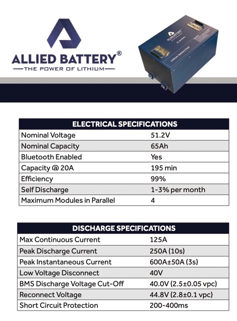 allied lithium golf cart batteries, 48v 65ah allied lithium battery